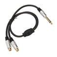 thumbnail image 1 of Dual  Female To 6.35mm Male Cable, Black 19.7in Gold Plated Plug Socket Dual  Y Splitter Cable Prevent Interference  for Headphone Adapter, 1 of 7