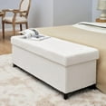 thumbnail image 3 of Fabric Storage Ottoman, Bench for Entryway and Bedroom, 43.3"x16.7"x15.7", White, 3 of 10