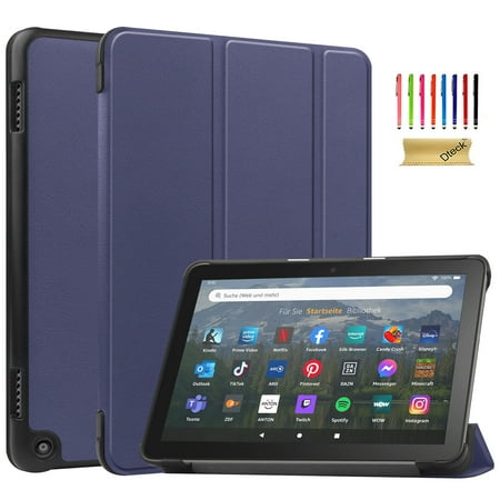 Dteck Case for All-New Amazon Kindle Fire HD 8 & 8 Plus Tablet (12th Generation/10th Generation, 2022/2020 Release) 8", Slim Folding Stand Cover with Auto Wake/Sleep,Deep Blue