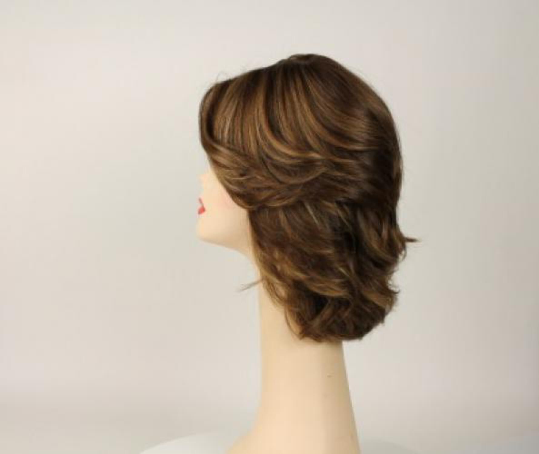 European Human Hair Freeda Wig Regina Light Brown With Warm Blonde Highlights Multi Skin Top Size L