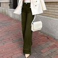 thumbnail image 2 of Mrat Wide Leg Jean Trouser, Womens High Waist Jeans Stretch Straight Jeans Pants with Pocket High Waisted Yoga Leggings Casual S-176 A-Green XXL, 2 of 8