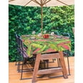 thumbnail image 3 of Fsddascl Green Tropical Leaves Outdoor Tablecloth - 52x70 Inch Rectangle Dining Table Cover, Summer Palm Botanical Pink Waterproof Outdoor Table Cloth with Umbrella Hole & Zipper for Picnic/Patio, 3 of 7