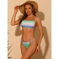 thumbnail image 4 of DARING DIVA Women's Gradient Bikini Sets, 2-Piece Bandeau Swimsuit XL Green Purple, 4 of 6
