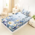 thumbnail image 4 of Erosebridal Blue White Floral Twin Sheet Sets for Girls, Dreamy Garden Bedding, 3 Pieces, 1 Flat Sheet 1 Fitted Sheet and 1 Pillowcase, 4 of 5