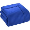 thumbnail image 3 of 500-TC Egyptian Cotton All Season Comforter for Adults Oversized King Size 98" x 120" Inches, 1pc Comforter Box Stitched with 4 Corner Tabs, 300 GSM Comforter, Royal Blue Stripe, 3 of 4