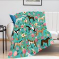 thumbnail image 2 of Horse Blanket Gifts for Girls Women Cute Horses Flowers Flannel Fleece Throw Blanket Soft Warm Fuzzy Pink Blanket for Horse Lovers Decor Bed Couch Living Room for Kids 50"x40", 2 of 4
