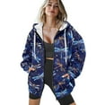 thumbnail image 4 of COEQINE Women's Long Sleeve Hoodie Fashion Oversized Sweatshirts Dragonfly Dark Blue Pattern Full Zipper Y2K Jacket Soft Casual Wear Fall Tops with Pockets, S, 4 of 7