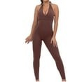 thumbnail image 2 of Yuyuzo Workout Jumpsuit for Women Halter Deep V Neck Sleeveless Backless High Waisted Leggings Long Rompers, 2 of 5