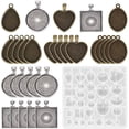 thumbnail image 1 of Moules en Résine Silicone Moulage Transparent Bijoux Artisanat avec 30 Pcs Plateaux Pendentifs et Support en Métal Inclut Carré, Rond, Ovale, Goutte d'Eau, Cœur, 1 of 4