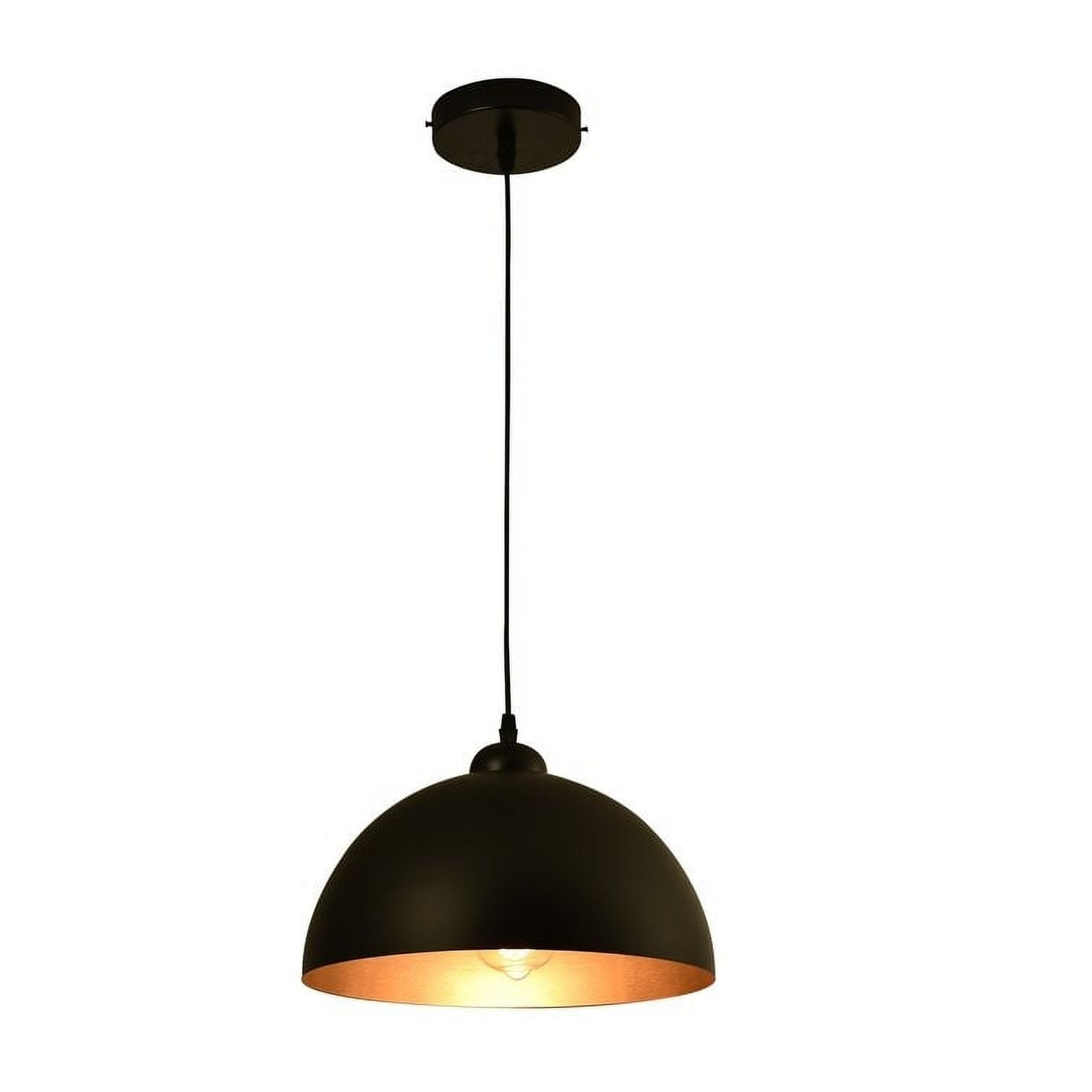 2 Pack 11.8 Industirial Black Pendant Light with Gold Interior Finish Set of 2 Matte Black Walmart