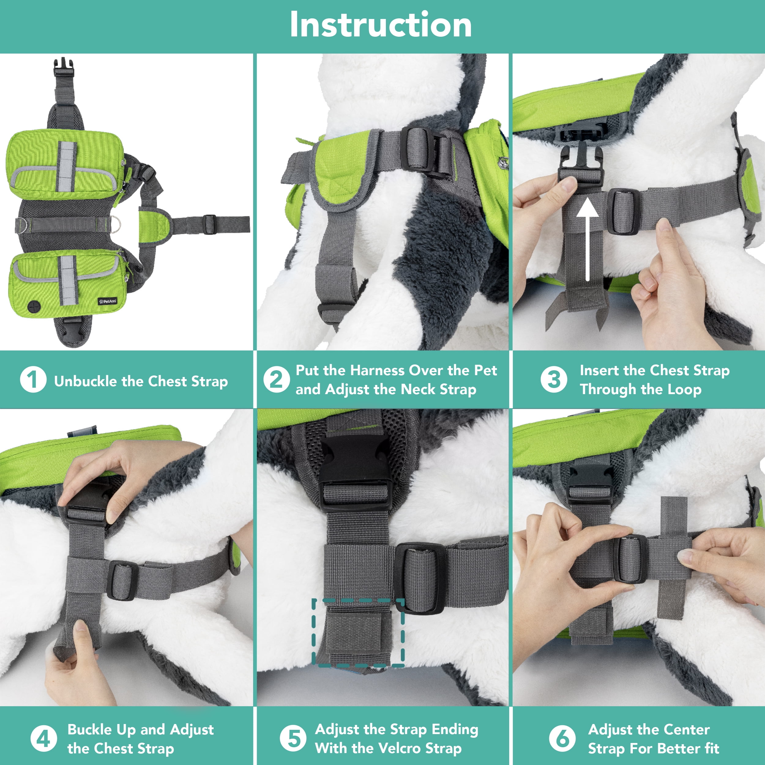 PetAmi Dog Backpack for Medium & Large Dogs, Saddle Bag for Dogs to Wear for Hiking, Pet Backpack Harness Dog Pack with Reflective Side Pockets for Walking Running