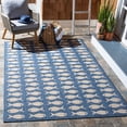 thumbnail image 2 of SAFAVIEH Courtyard Tranter Geometric Fish Indoor/Outdoor Area Rug, 5'3" x 7'7", Blue/Beige, 2 of 13