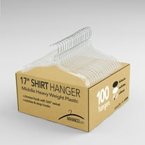 NAHANCO 17" Plastic Shirt Hanger W/Molded Rubber Grippers, Clear (Pack of 100)