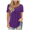 thumbnail image 1 of T-shirts à Manches Courtes pour Femmes T-Shirts à Manches Courtes à Manches Courtes à Épissure Unie, 1 of 6