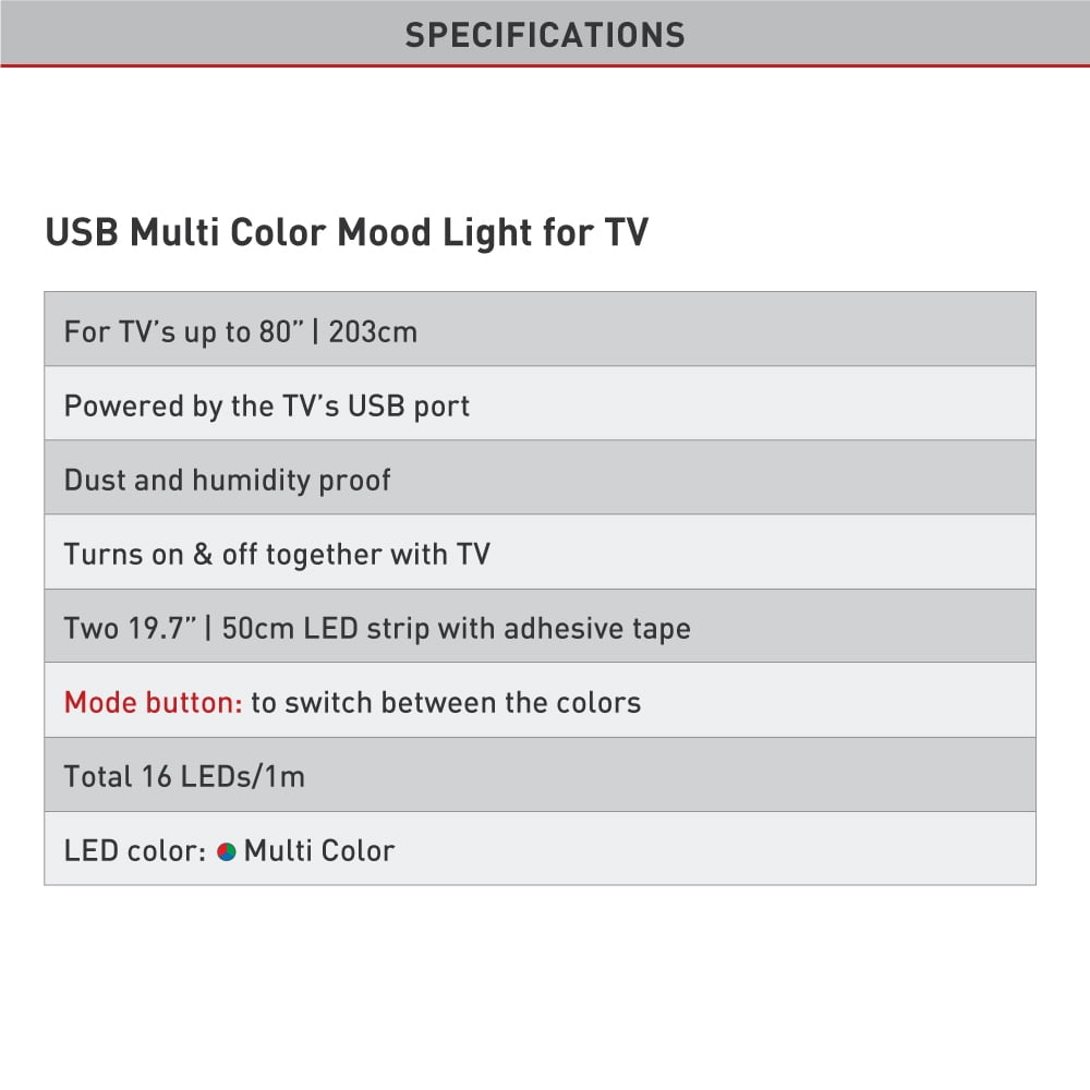 Rétroéclairage LED pour TV - Barkan USB Mood Light