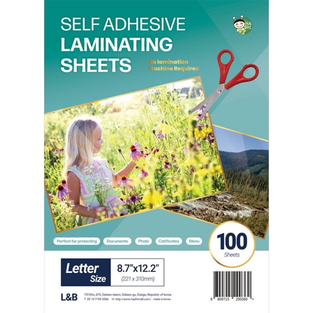 (100 hojas) Hojas autoadhesivas para laminado en frío, autosellantes, papel plástico, 8,7 x 12,2 pulgadas