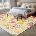 thumbnail image 4 of Fruit Leaves Large Area Rugs 6x9 ft Pink Peaches Yellow Lemons Vintage Linen Washable Rug Non Slip Indoor Carpet Absorbent Floor Mat for Living Room Bedroom Dining Room, 4 of 9