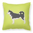 thumbnail image 1 of Siberian Husky Coussin Décoratif en Tissu Vert à Damier, 1 of 1