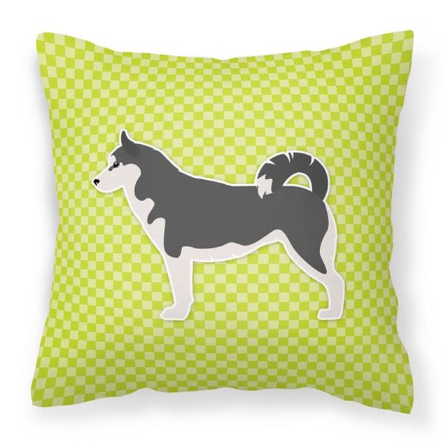 Siberian Husky Checkerboard Green Fabric Decorative Pillow