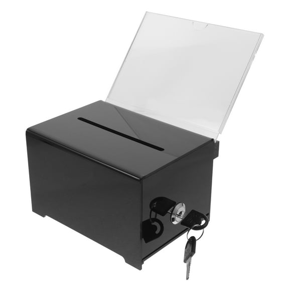 FESTFENDS 1Pcs Black Acrylic Ballot Box for Secure Vote Collection in Office