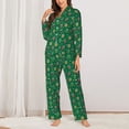 thumbnail image 2 of Yiaed Milk Tea Print Pajamas Women's Long Sleeve Sleepwear Soft Button Down Loungewear Pjs Lounge Set Nightwear Womens Pajama Pants-Large, 2 of 7