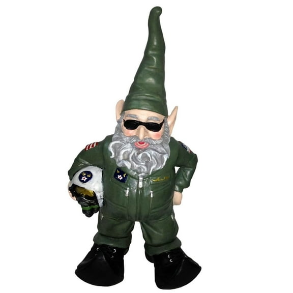 Homestyles "Top Gun" Air Force Pilot Gnome American Military Solider Large Outdoor Garden Statue 15"H