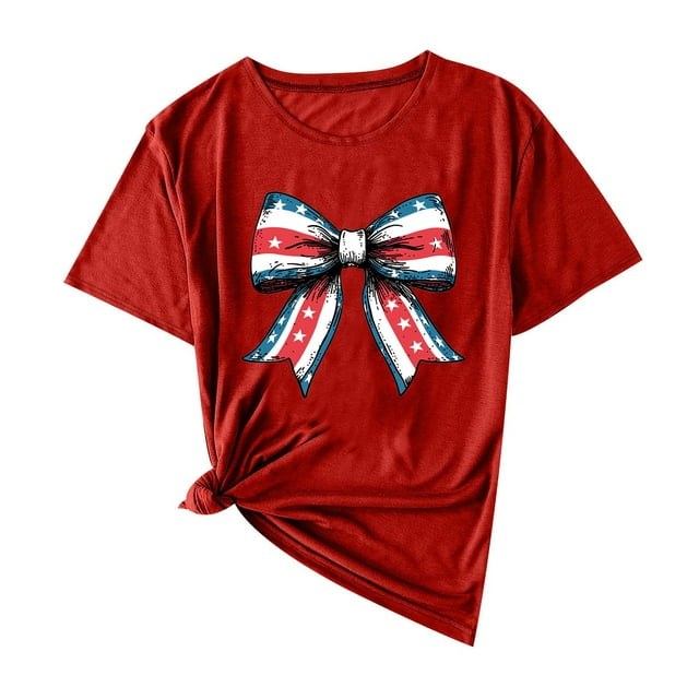 Camisas de Manga Corta para las Mujeres Moda Casual Impresión Cuello Redondo Suéter Tee Blusas