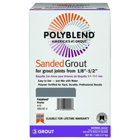 Custom Building PBG197-4 7-Lb Pewter Tile Grout Sanded - Powdered - Each