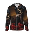 thumbnail image 2 of Uemuo Elegant Rose Skull Pattern Women's Full Zip UPF 50+ Sun Protection Hoodie Jacket Long Sleeve Sun Shirt Hiking Outdoor Performance with Pockets-, 2 of 9