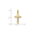 thumbnail image 3 of 10k Real Yellow Gold Crucifix Cross Pendant Necklace with Rhodium Detail for Men and Women Christian Two Tone Religious Fine Jewelry, 3 of 5