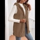 thumbnail image 5 of Chaleco Informal con Capucha de de Doble Cara para Mujer, Otoño-Invierno, Informal, Extragrande, Cálido, con Botones. Marrón S, 5 of 8