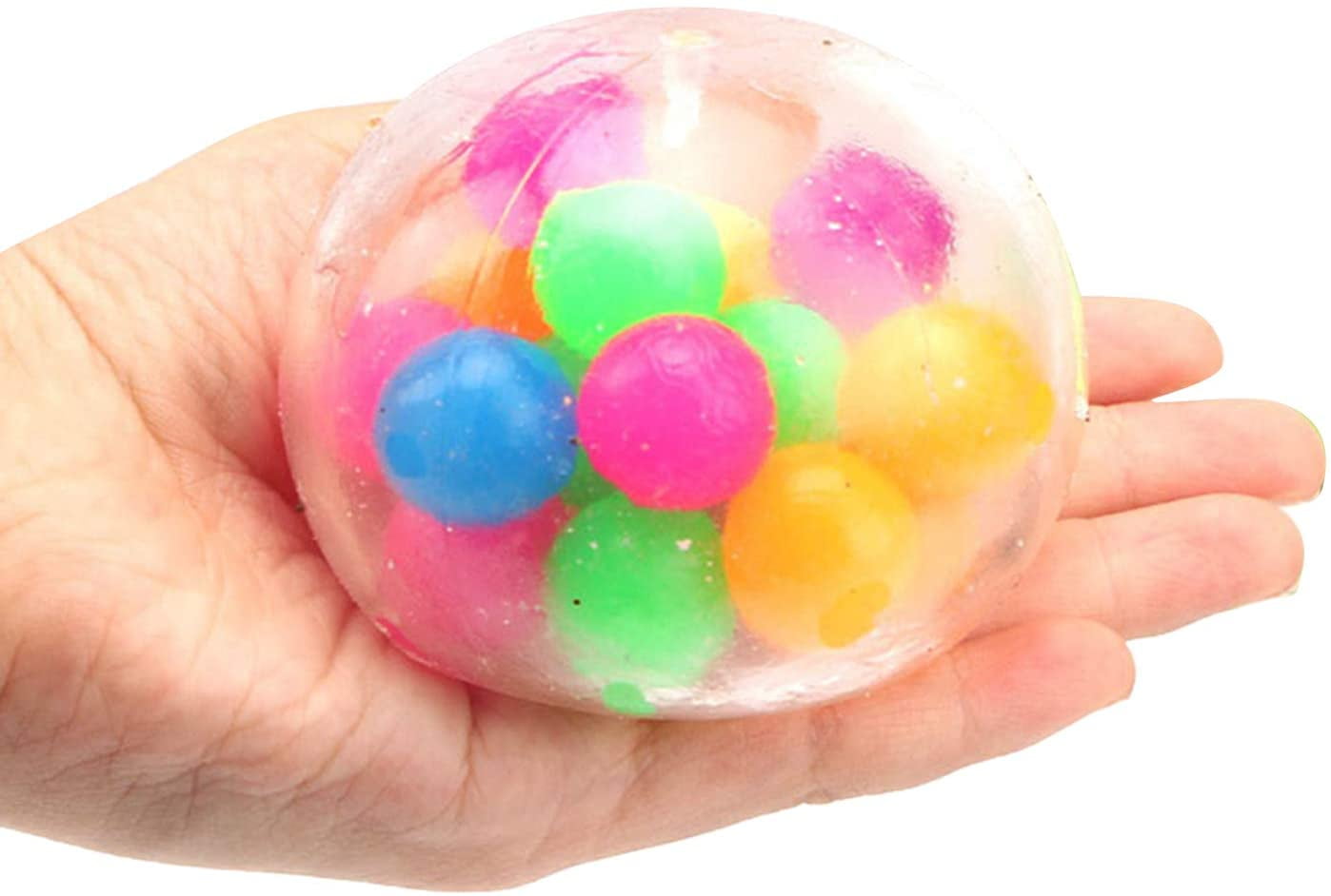 Stress Relief Spongy Rainbow Squishy Ball Toy Stress Squeeze Sensory Toy 