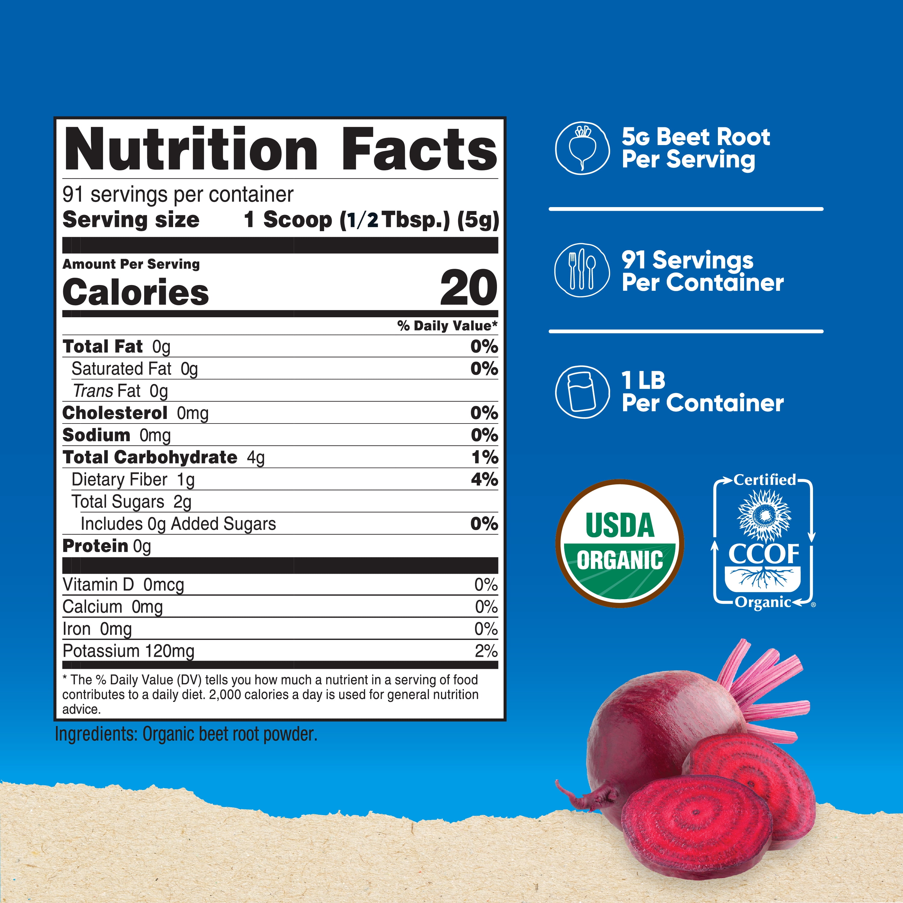 Nutricost Organic Beet Root Powder 1 lb - Certified USDA Organic Supplement