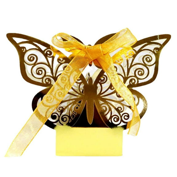 50-Pack 3D Butterfly Candy Boxes - Pearlescent Paper Gift Favor Boxes for Baby Showers, Weddings, Birthdays, DIY Party Decor