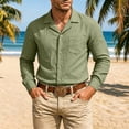 thumbnail image 2 of Vetsdori Mens Linen Shirts Long Sleeve Winter Work Button Up Pocket Casual Plain T-Shirts for Men Travel, 2 of 9