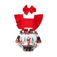 thumbnail image 1 of Kmbangi Baby Christmas Romper, Cartoon Printed Splicing Jumpsuit, 1 of 10