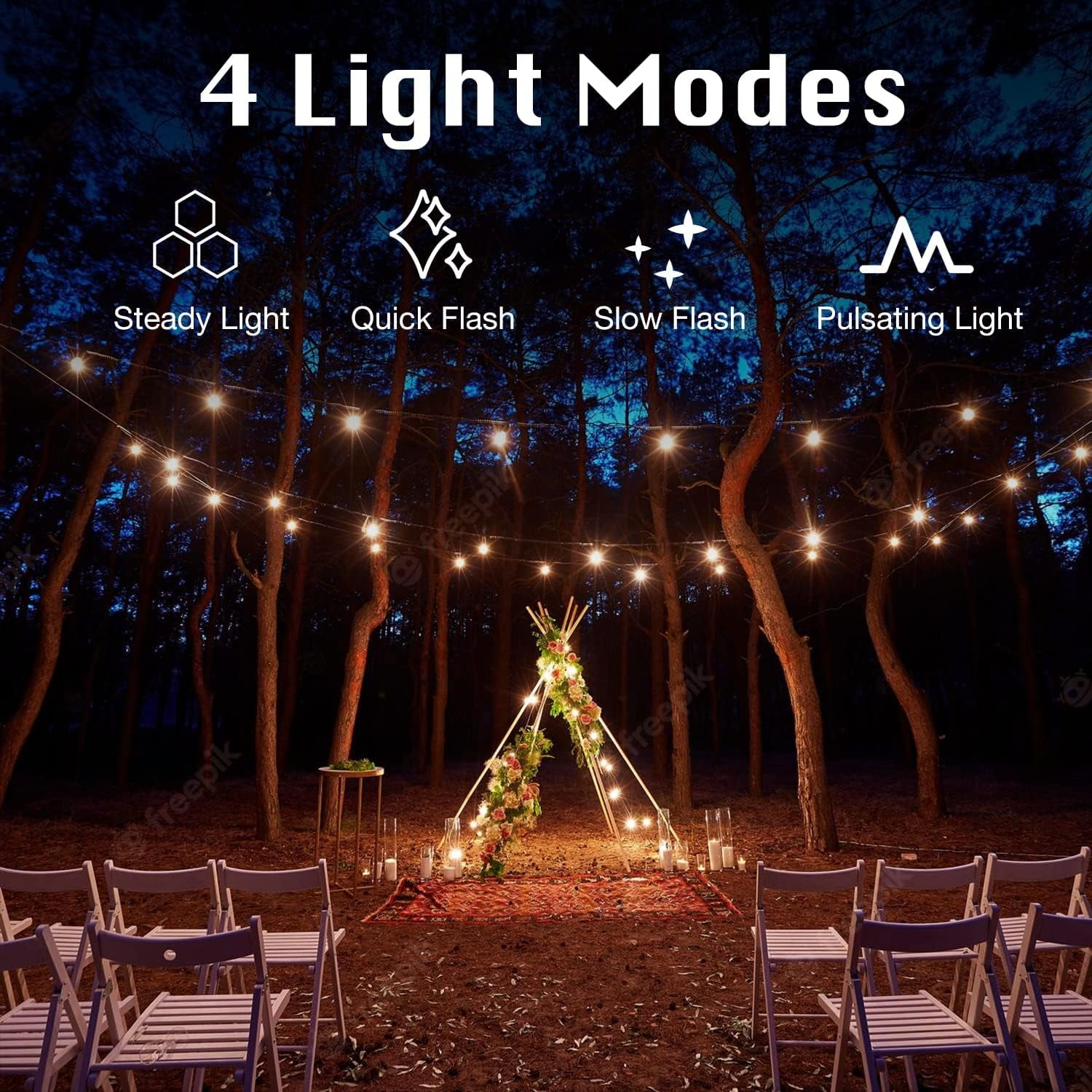 DAYBETTER Solar Outdoor String Lights, 100ft S14 LED Patio Lights with 24 Bulbs, String Lights for Porch Backyard DAYBETTER Solar Outdoor String Lights, 100ft S14 LED Patio Lights with 24 Bulbs, String Lights for Porch Backyard - Image 6