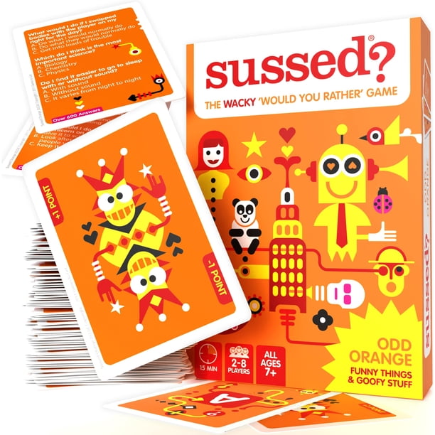 SUSSED The Wacky Social juego de cartas - ¿Qué harías? - 200 divertidos iniciadores de conversación - Regalo divertido para familias, fiestas, viajes - Oddball Orange Deck