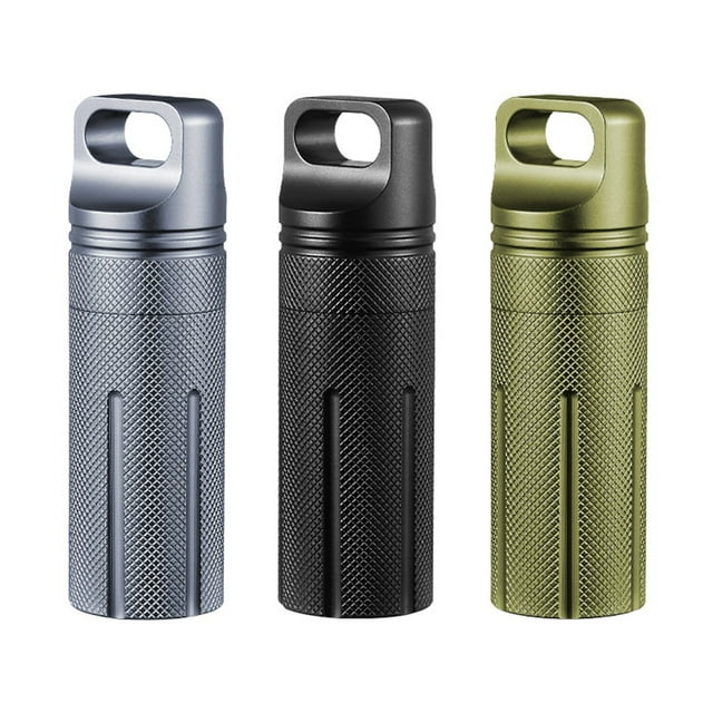 Pill Case Aluminium Alloy Waterproof Moisture-proof Box Portable Pills Tablet Dispenser Portable Home Carrying Organizer Container Black