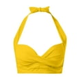 thumbnail image 4 of TTUHYWXI Women Bikini Top Push Up Swim Top Halter Retro Bathing Suit Top Padded Swimsuit Top Only,Yellow XL, 4 of 6