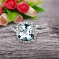 thumbnail image 2 of Cushion Cut 1.50 Carat Aquamarine Engagement Ring Anniversary Gift 10k Rose Gold Halo Design, 2 of 5