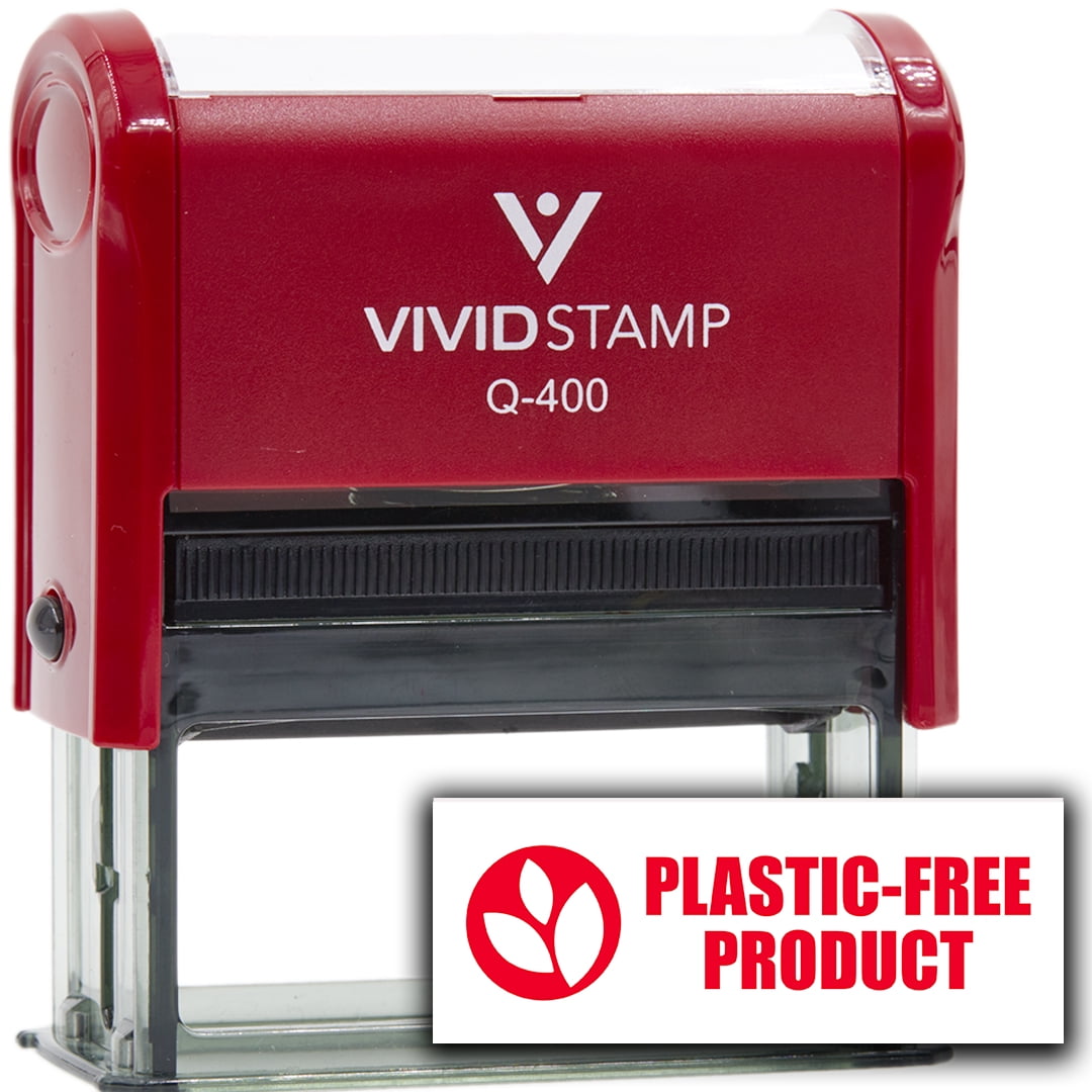 (3 pack) All Quality Plastic-Free Product Self-Inking Rubber Stamp (Red Ink) - Q-400
