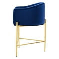 thumbnail image 3 of Tufted Counter Stool Chair, Velvet, Metal Steel, Blue Navy, Modern Contemporary Urban Design, Bar Pub Cafe Bistro Hotel Restaurant Hospitality, 3 of 8