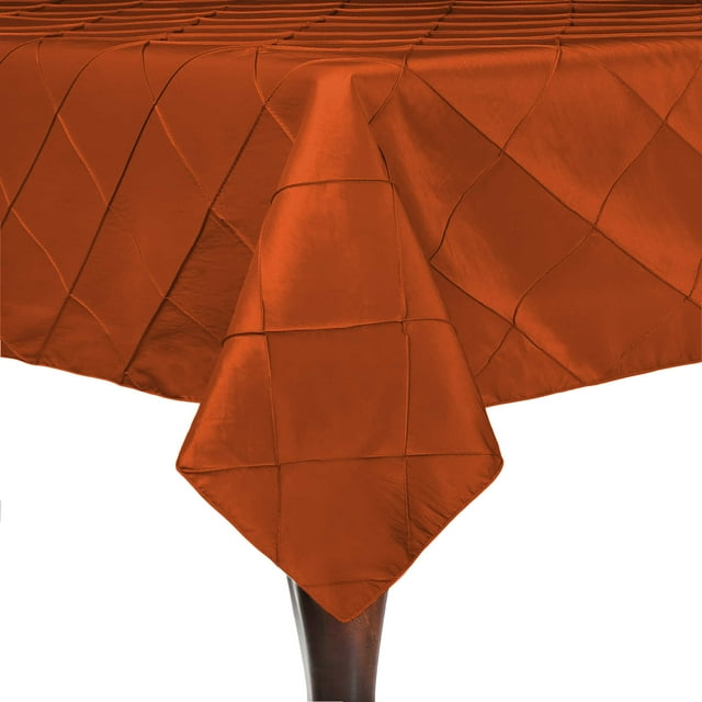 Ultimate Textile (3 Pack) Embroidered Pintuck Taffeta 84 x 84-Inch Square Tablecloth Persimmon Burnt Orange