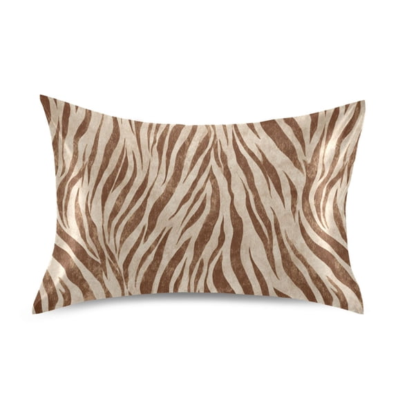 Satin Pillowcase Perfect for Hair and Skin Envelope Closure Machine Washable Brown Animal Stripes Standard Size