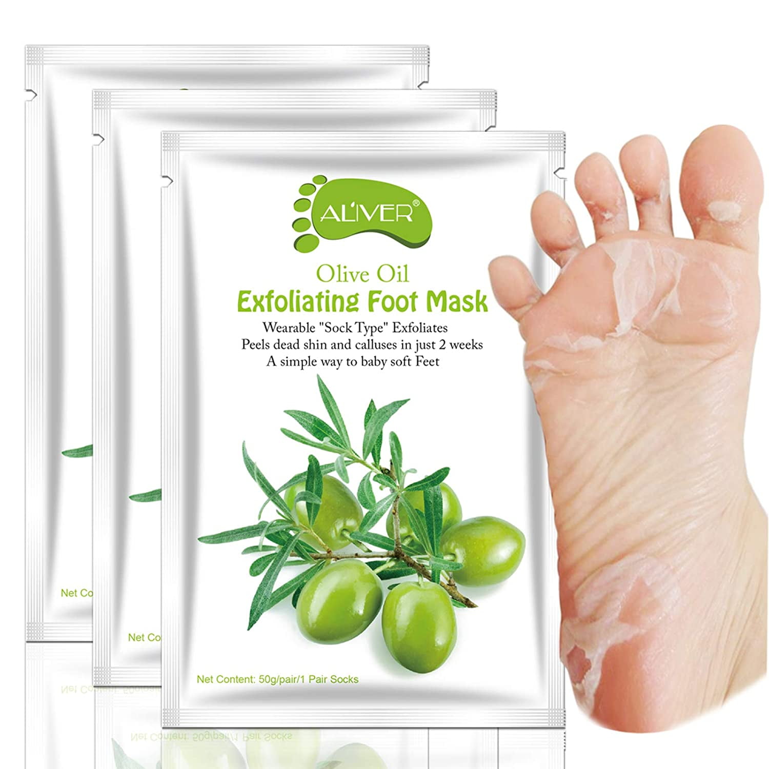 Aliver Olive Oil Exfoliating Foot Mask 3 Pieces