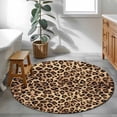thumbnail image 3 of 3ft Round Rug, Leopard Printed Non-Skid Rubber Backing Large Area Rugs - Living Room Bedroom Home Office, Modern Animals Textured Brown Indoor Floor Mat Carpets Washable Rug, 3 of 9