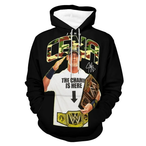 John Cena Lutteur Mode Hip-Hop Femmes/hommes Chandail à Capuchon Chandail en Molleton avec Poche Noir