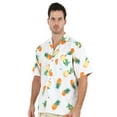 thumbnail image 2 of UZZI Mens Hawaiian Casual Button Down Short Sleeve Beach Surf Aloha Party Shirt, White Pineapple, Size: Medium, Uzzi Active Wear, 2 of 3