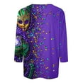 thumbnail image 4 of RKSTN Mardi Gras 3/4 Sleeve T Shirts for Women Top Oversized Crewneck Carnival Mask Print 3/4 Length Sleeve Shirt Womens Casual Round Neck Mask Tuesday Carnival Party Three Quarter Sleeve Tee Shirt, 4 of 5